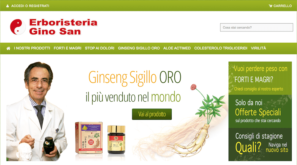 Siti eCommerce Torino - Ginseng House - Gino San